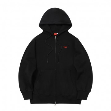 T1 Logo Zip-Up Hoodie - Black